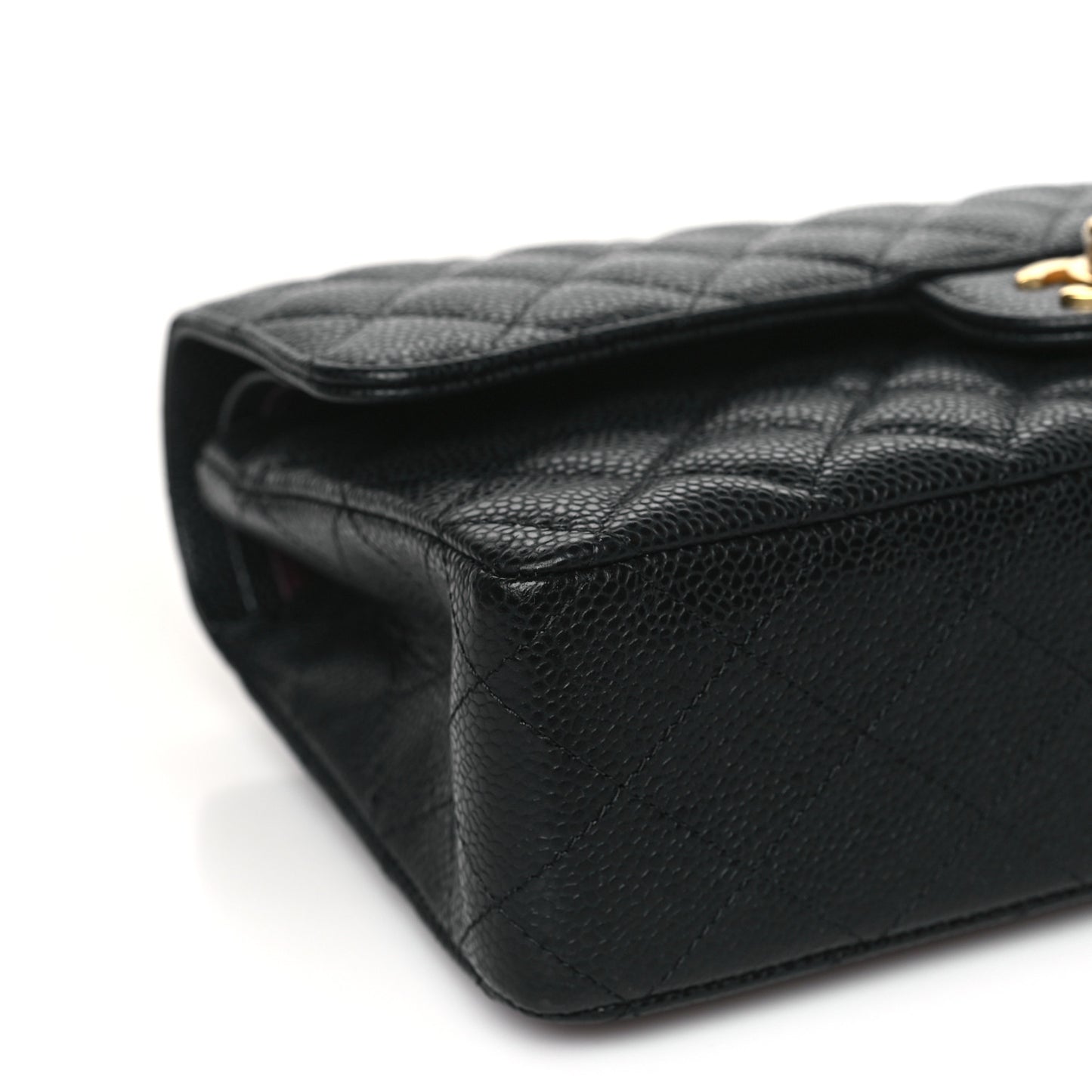 Caviar Quilted Medium Double Flap Black