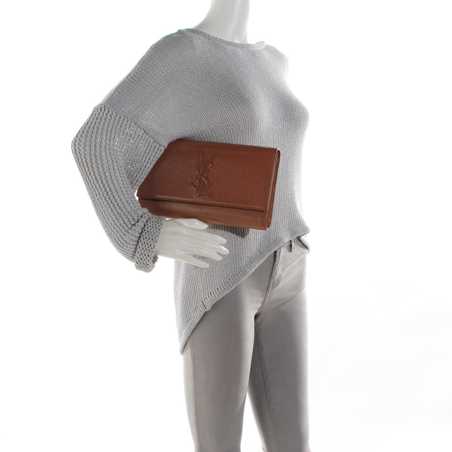 Textured Patent Calfskin Monogram Large Belle De Jour Clutch Nude