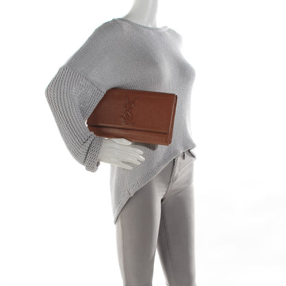 Saint Laurent Textured Patent Calfskin Monogram Large Belle De Jour Clutch Nude 2 of 7