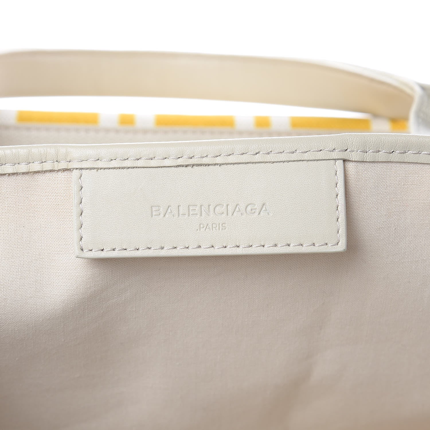 Balenciaga Canvas Navy Striped M Cabas Tote Moutarde 8 of 15