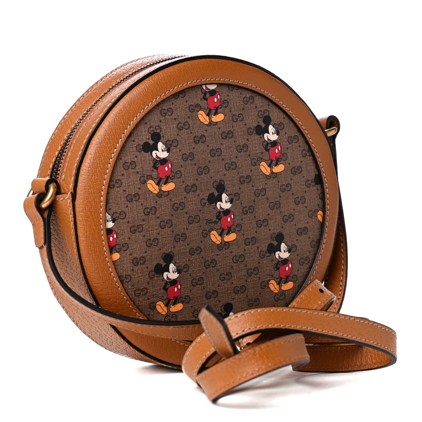 X DISNEY Mini Vintage GG Supreme Monogram Mickey Mouse Round Shoulder Bag Beige Vintage Sun Oil