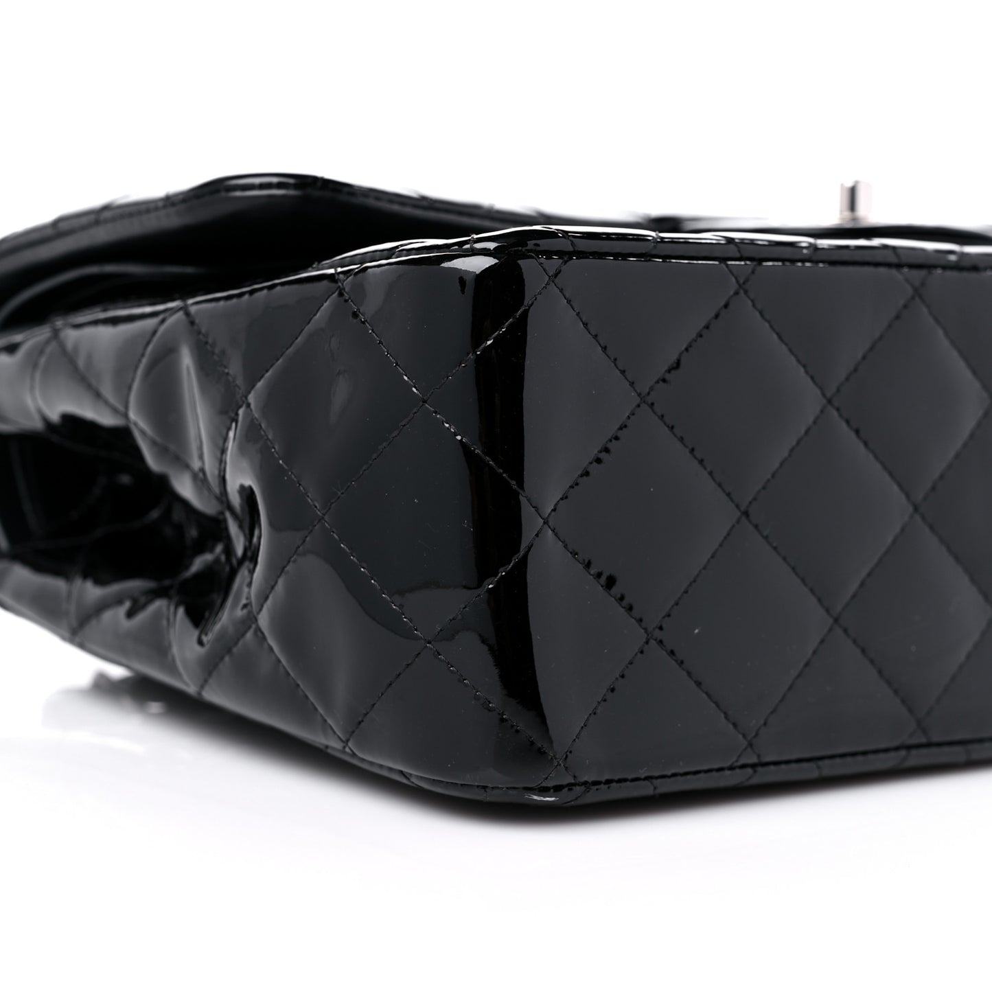 Patent Quilted Jumbo Double Flap Black