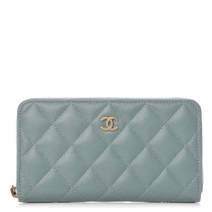 Chanel Iridescent Caviar Quilted Medium Zip Around Wallet Light Blue 1 of 9