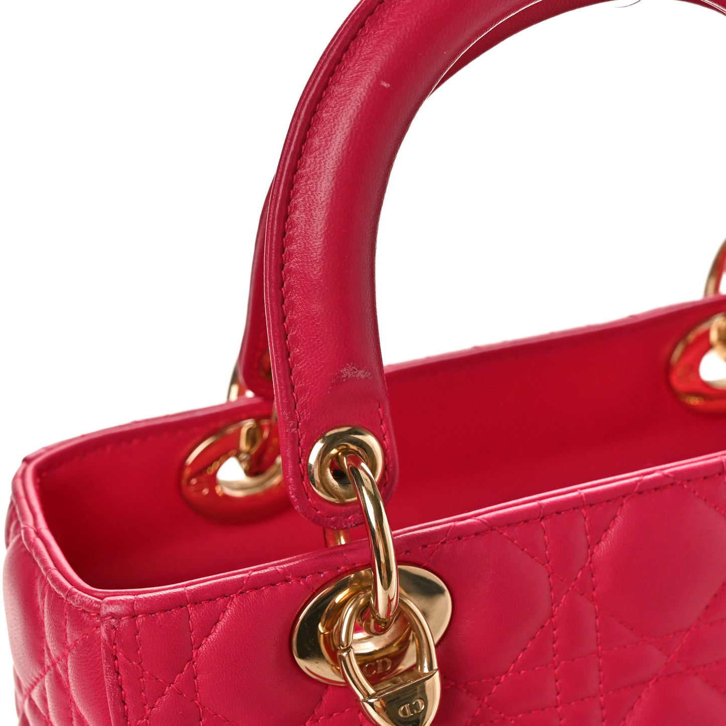 Lambskin Cannage Medium Lady Dior Fuchsia
