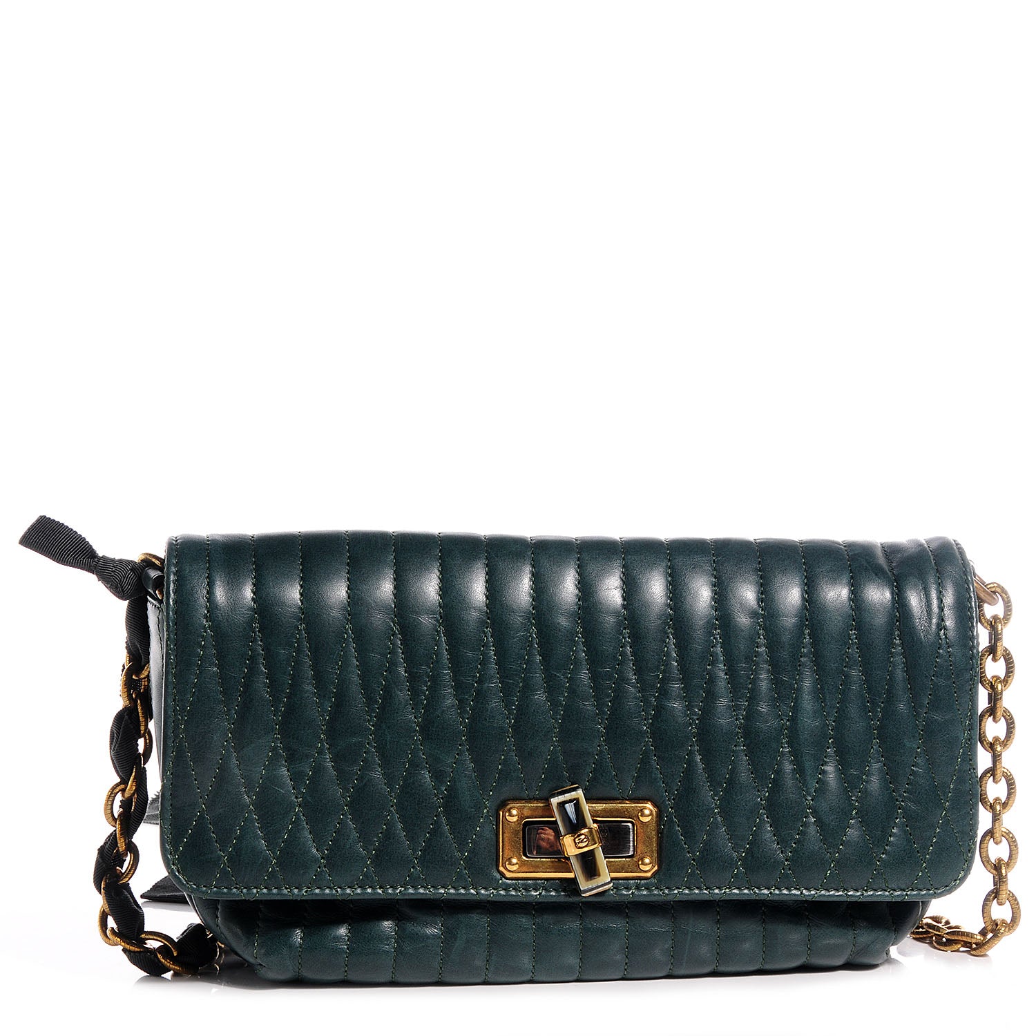 Lanvin Leather Quilted Happicolo Shoulder Bag Forest 1 of 8