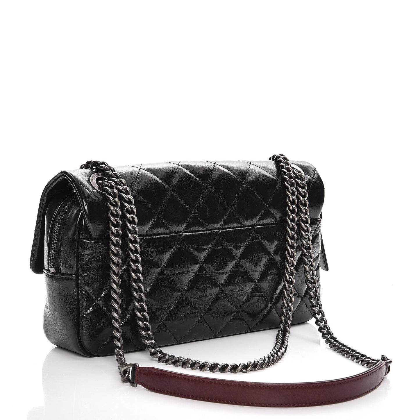 Glazed Calfskin Medium Duo Color Flap Black