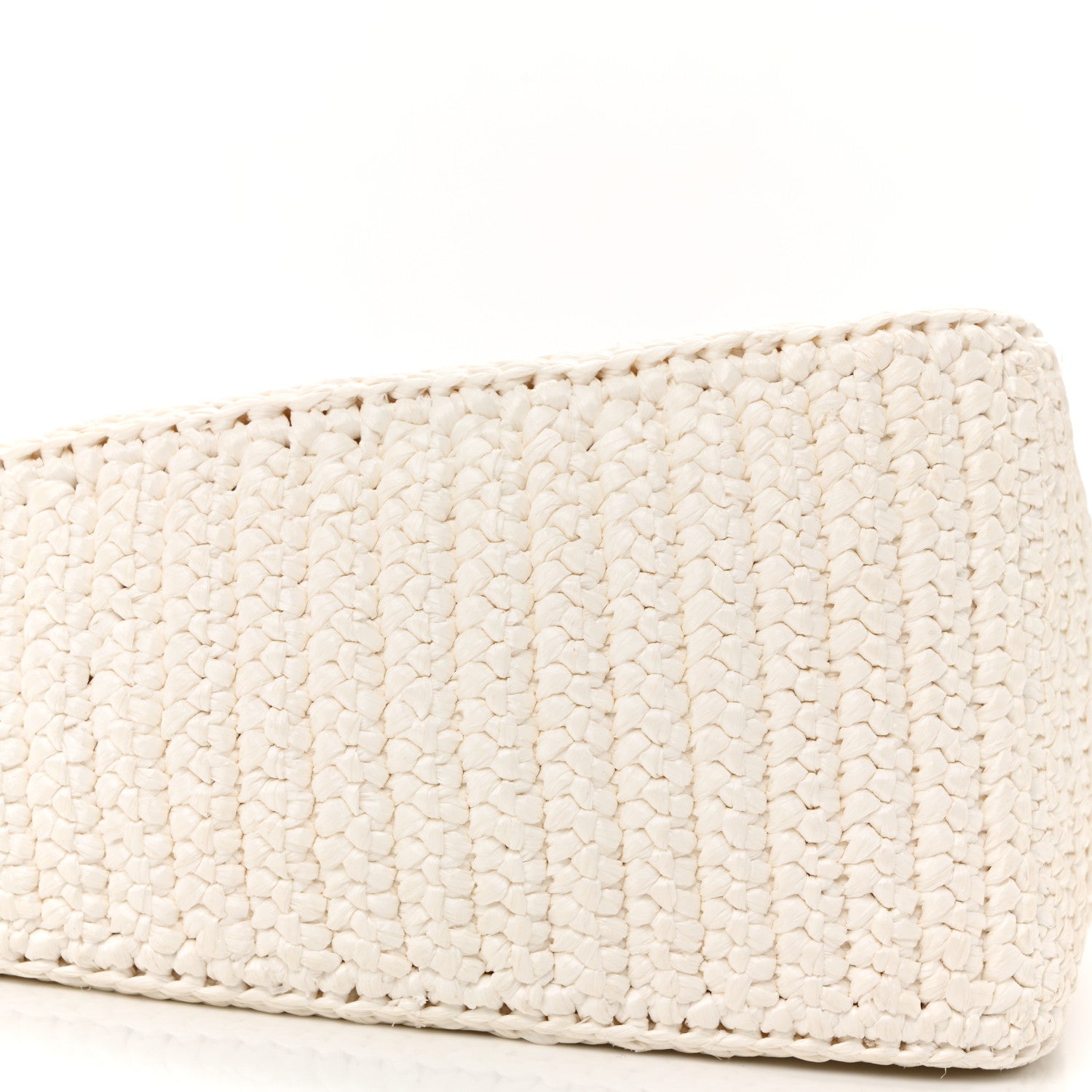 Prada Yarn Raffia Effect Crochet Triangle Shoulder Bag White 10 of 11