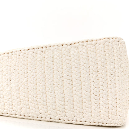 Prada Yarn Raffia Effect Crochet Triangle Shoulder Bag White 10 of 11