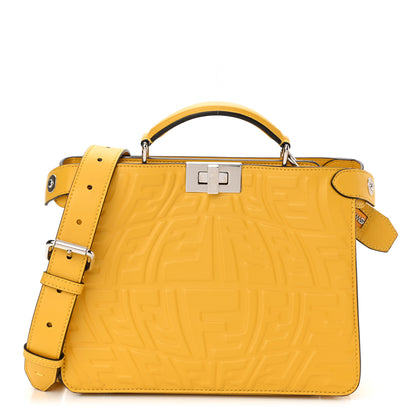 Fendi X SARAH COLEMAN Nappa FF Fish Eye Embossed Mini Peekaboo I SEE U Satchel Mimosa 1 of 10