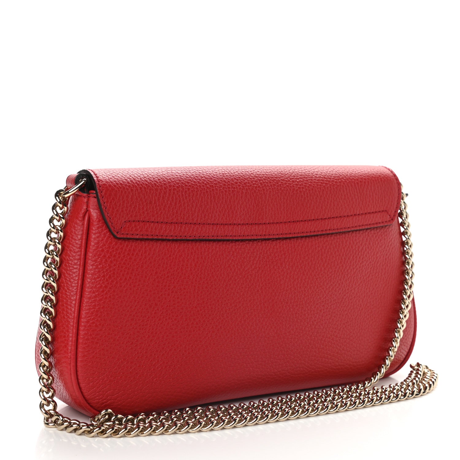 Gucci Pebbled Calfskin Medium Soho Flap Crossbody Vibrant Red 3 of 9