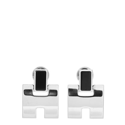 Hermes Palladium Lacquer Eileen Earrings Black 1 of 5