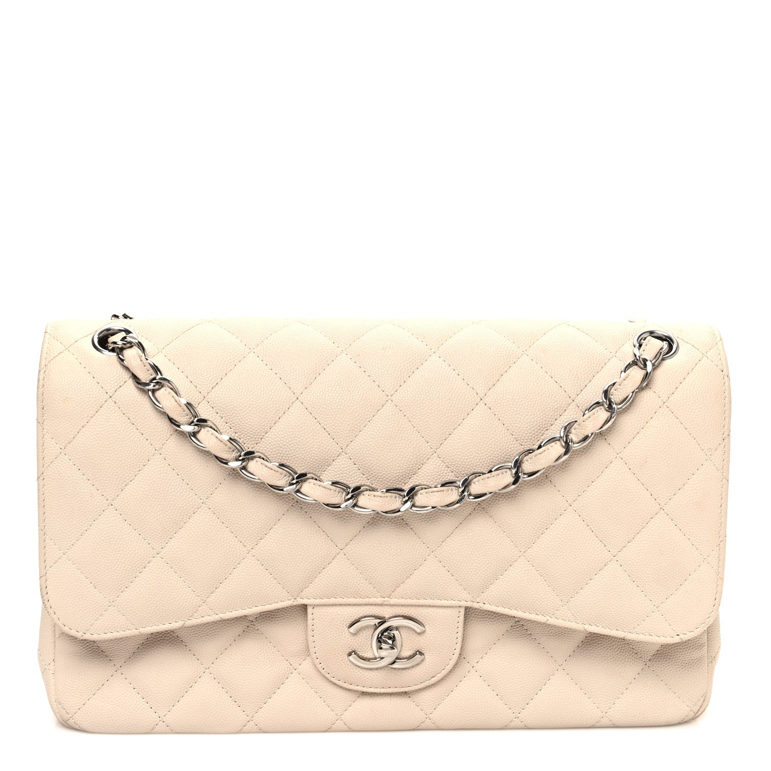 Chanel Caviar Quilted Jumbo Double Flap Ivory 1 of 15