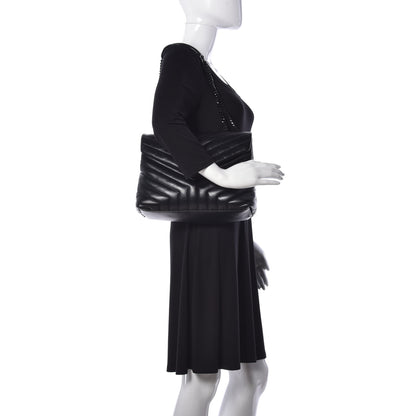 Saint Laurent Calfskin Y Quilted Monogram Medium Loulou Chain Satchel Black 2 of 9