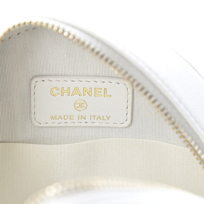 Chanel Shiny Goatskin Quilted 19 Round Clutch With Chain White 6 of 11