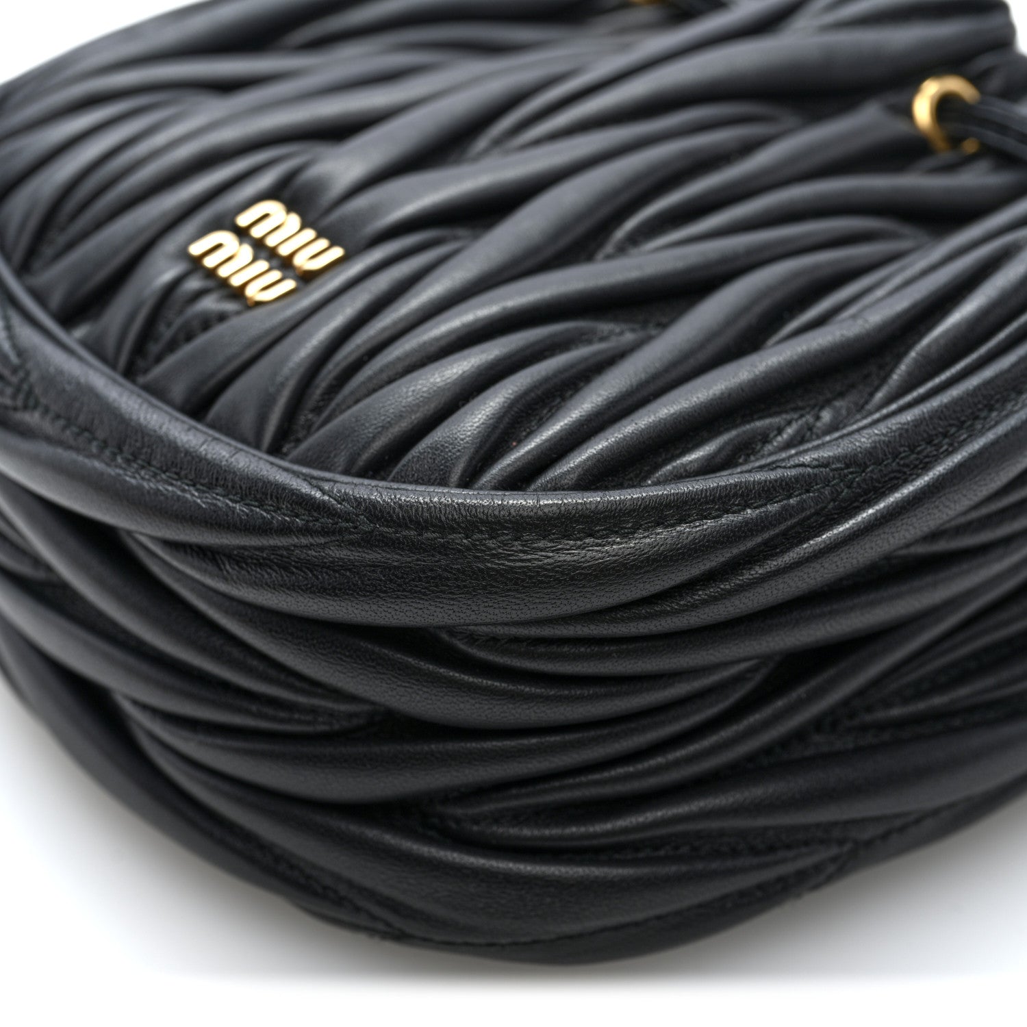 Miu Miu Nappa Matelasse Mini Drawstring Bucket Bag Black 9 of 9