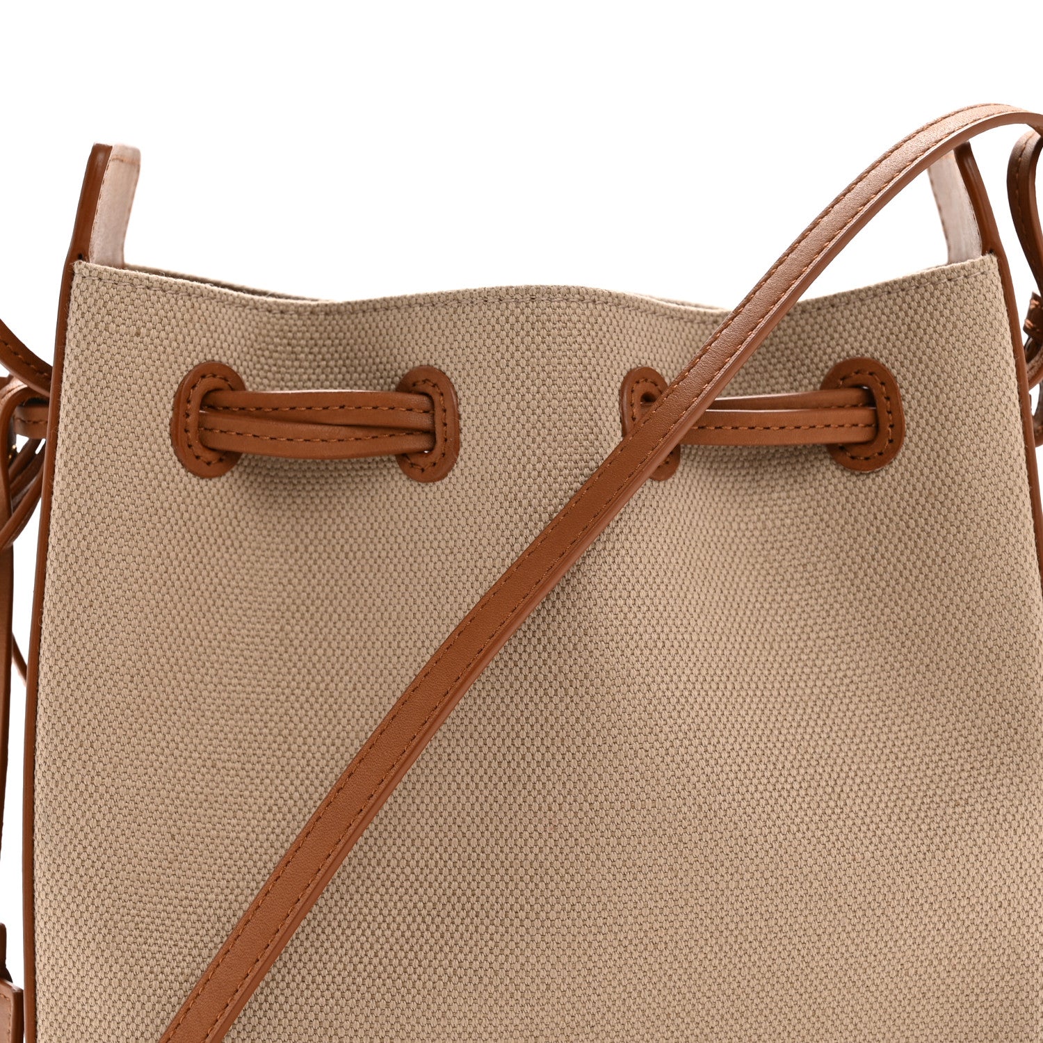 Saint Laurent Canvas Calfskin Small Bucket Bag Desert Dust Brick 8 of 12
