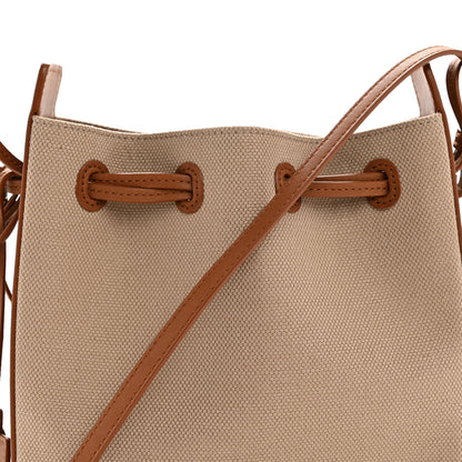 Saint Laurent Canvas Calfskin Small Bucket Bag Desert Dust Brick 8 of 12