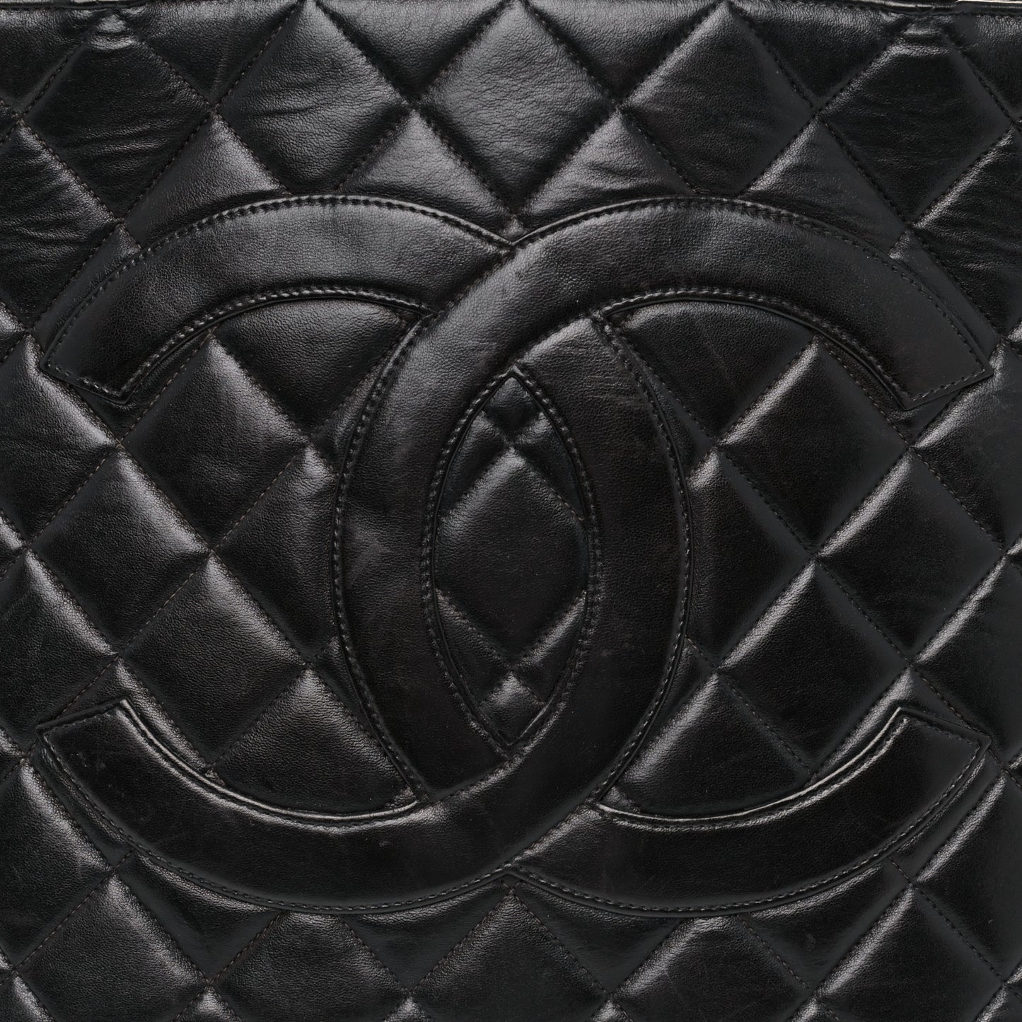 Lambskin Quilted Medallion Tote Black