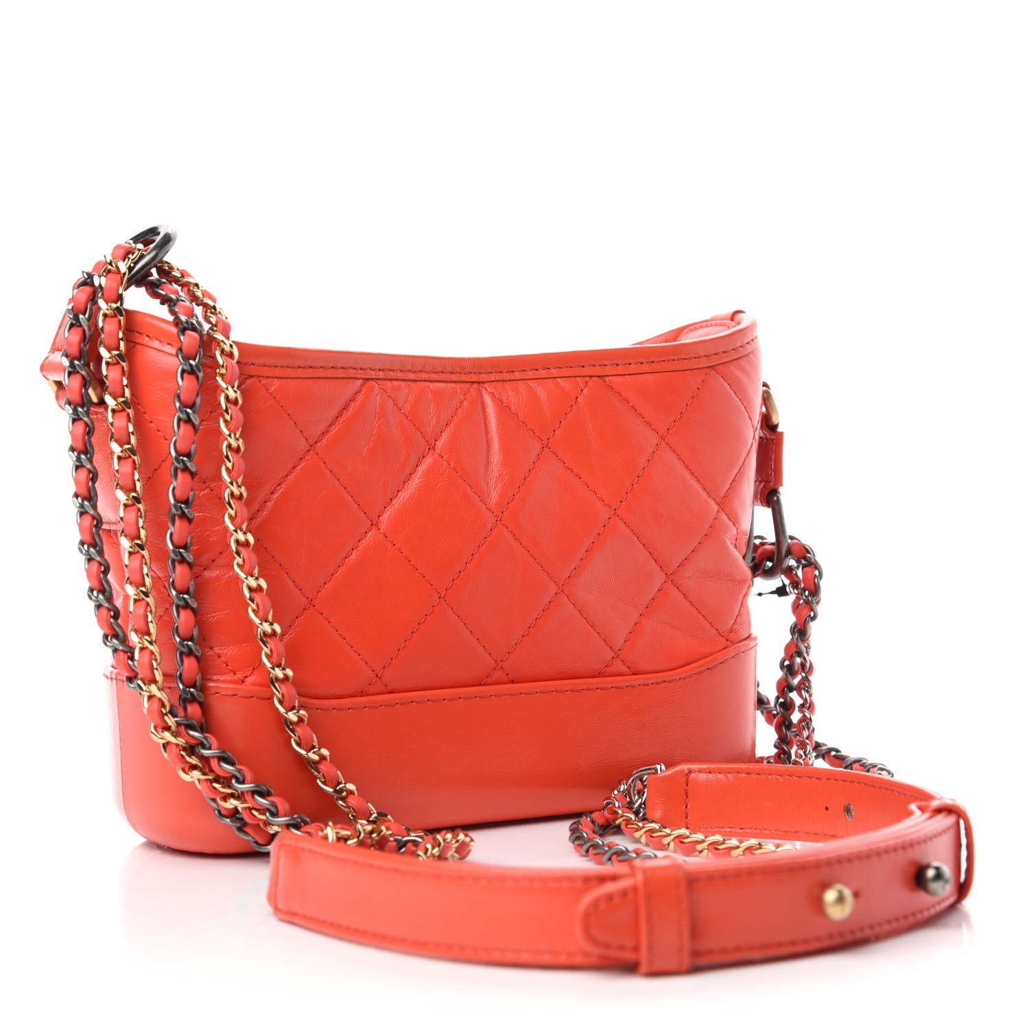 Chanel Aged Calfskin Quilted Small Gabrielle Hobo Red 3 of 11