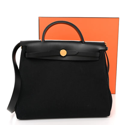 Hermes Military Toile Vache Hunter Herbag Zip PM 31 Black 13 of 13