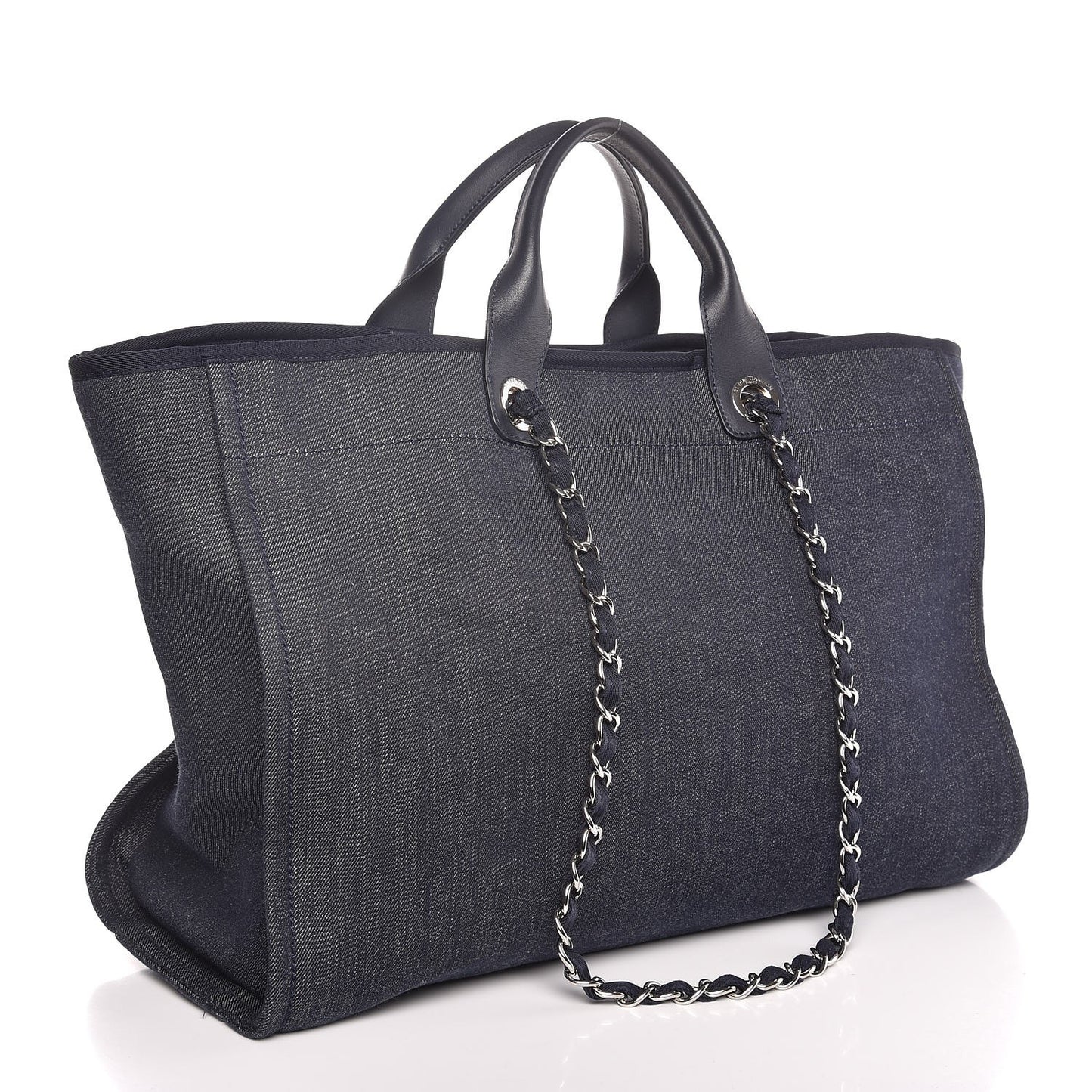 Denim Large Deauville Tote Blue Orange