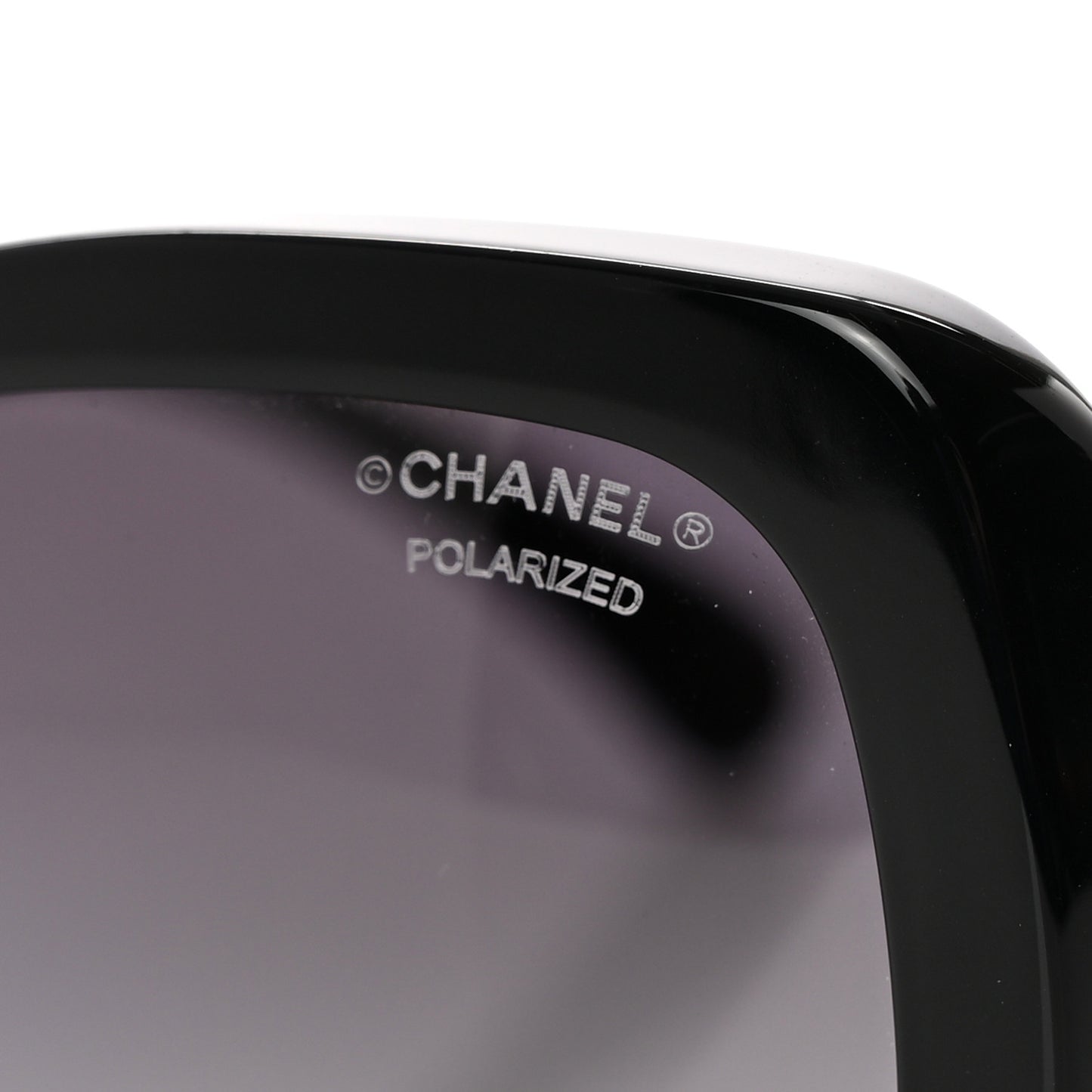 Acetate Metal Polarized Chain Square Sunglasses 5305 Black