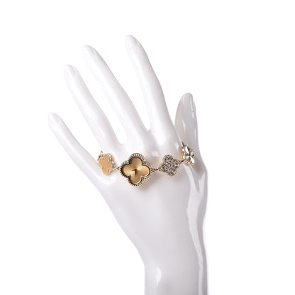 Van Cleef & Arpels 18K Yellow Gold Diamond Mother of Pearl 23mm Alhambra Guilloche Quartz Watch 2 of 8