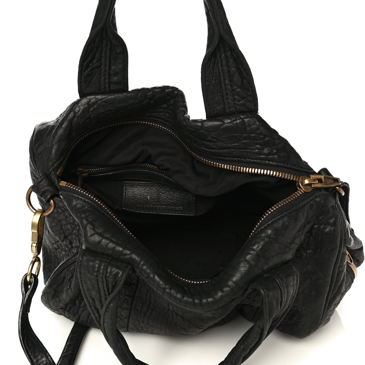 Pebbled Lambskin Rocco Black Antique Brass Hardware