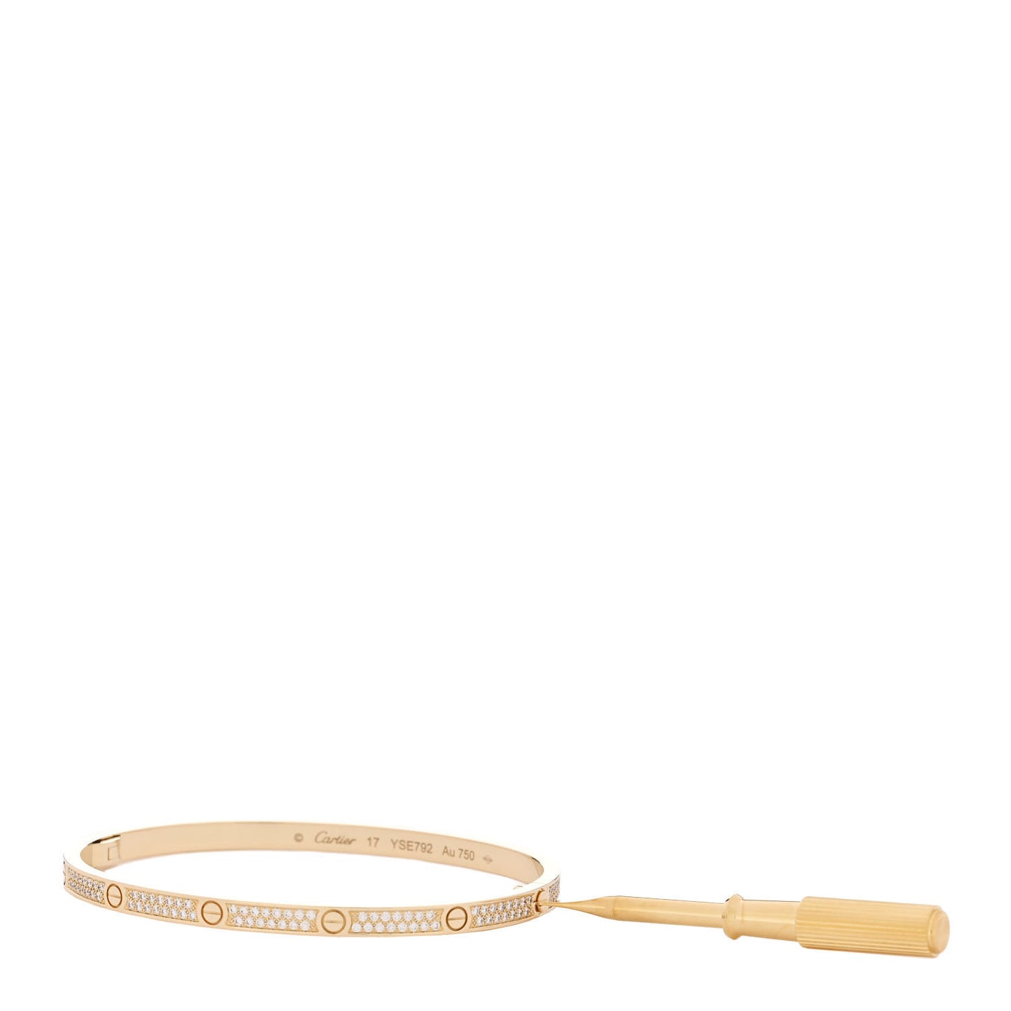 18K Yellow Gold Diamond Small LOVE Paved Bracelet 17