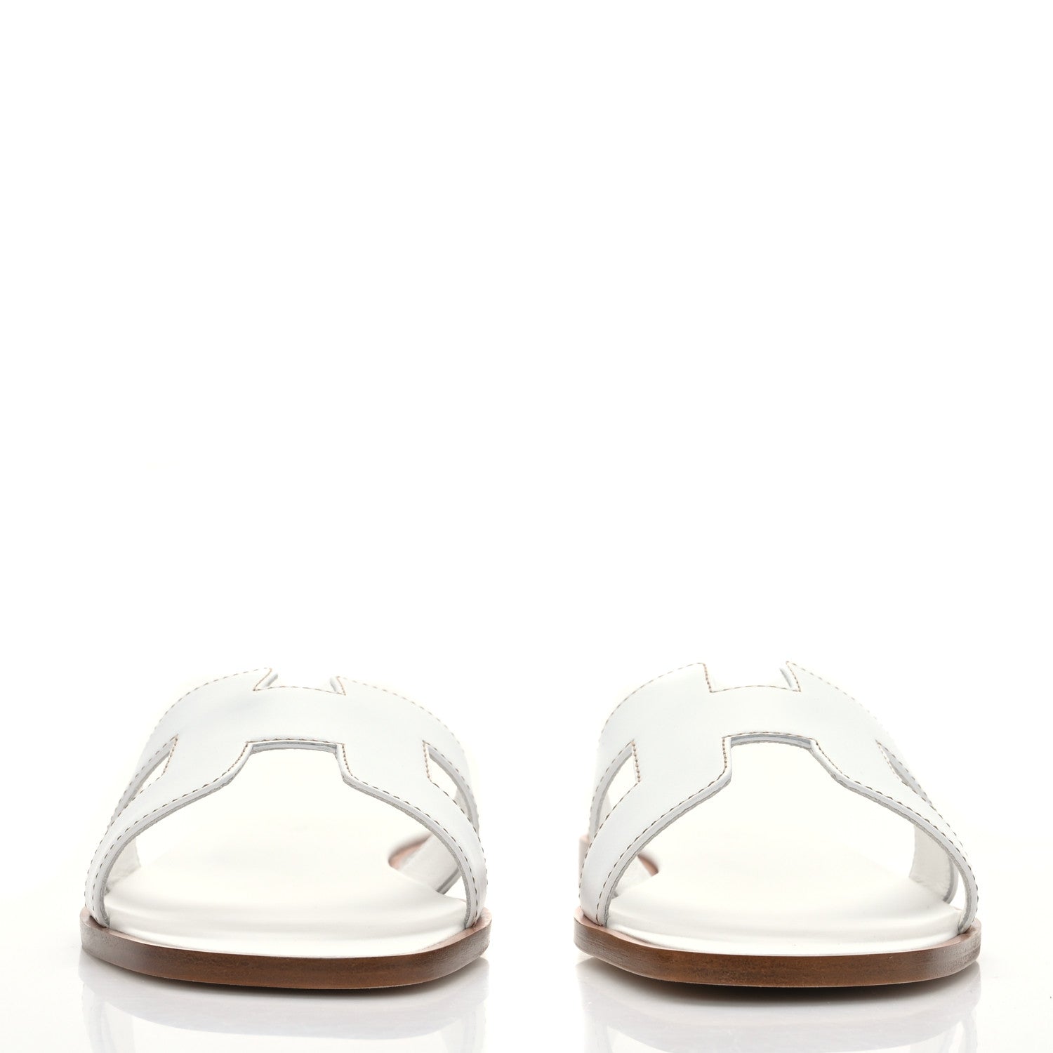 Hermes Box Calfskin Oran Sandals 39 White 2 of 9