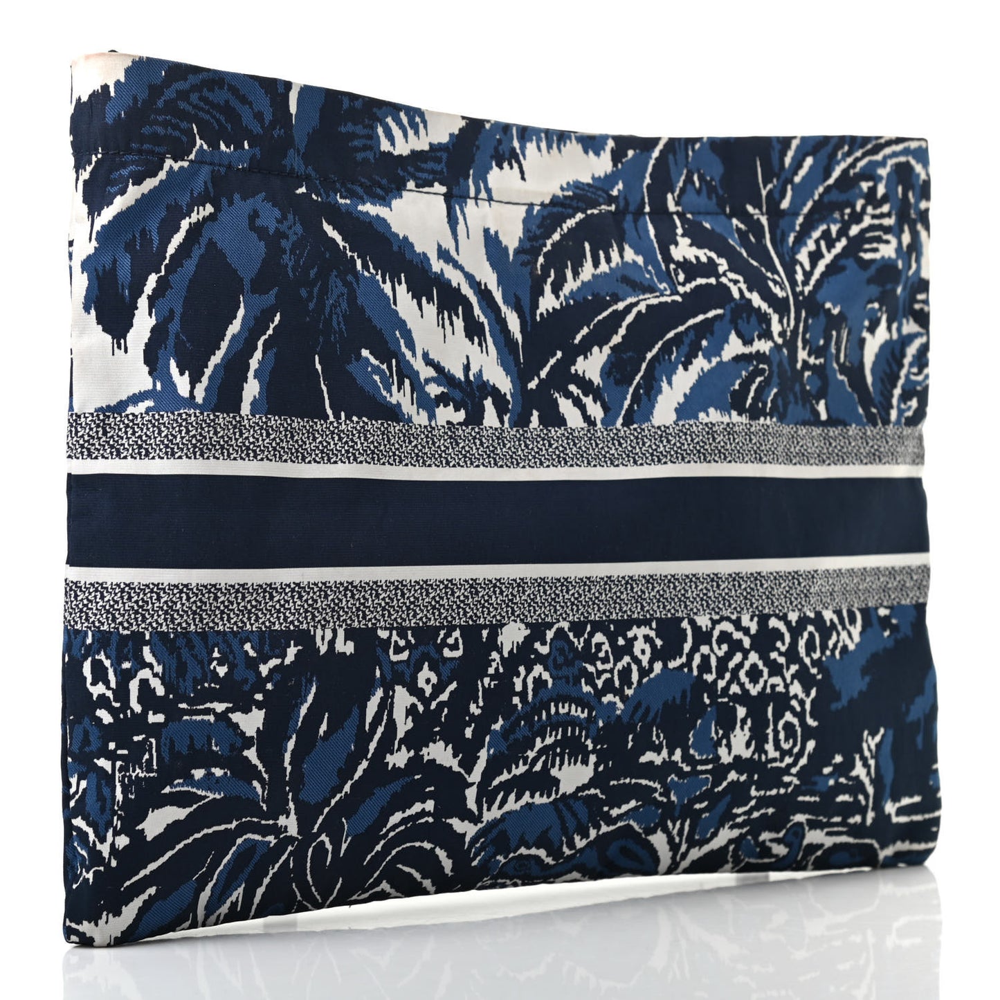 Embroidered Palm Tree Toile De Jouy Diortravel Zipped Pouch Blue