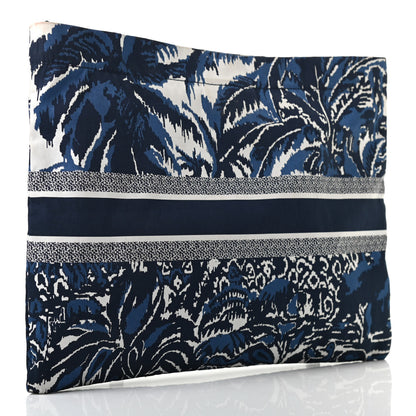 Christian Dior Embroidered Palm Tree Toile De Jouy Diortravel Zipped Pouch Blue 3 of 7
