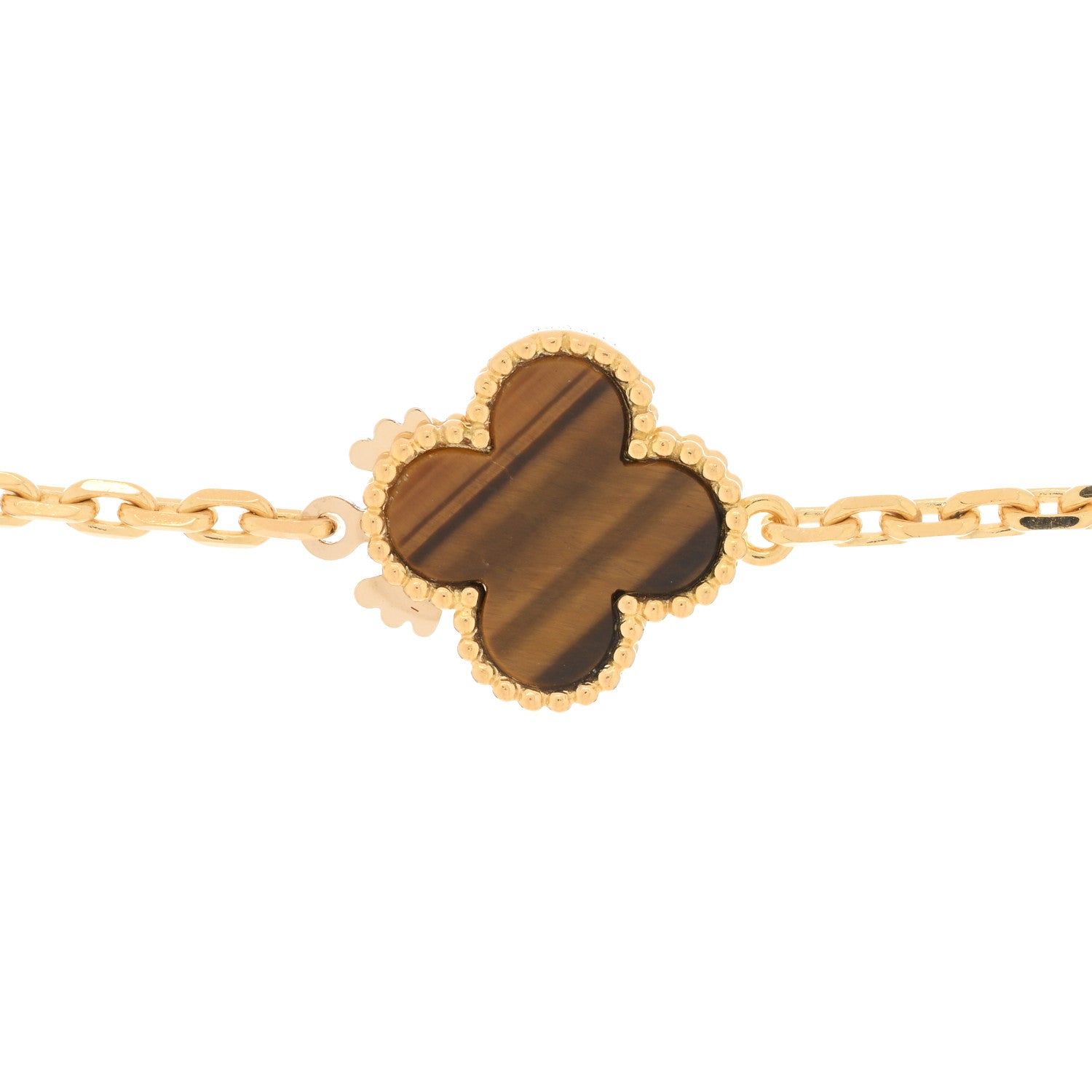 Van Cleef & Arpels 18K Yellow Gold Tiger Eye Carnelian 16 Motifs Magic Alhambra Necklace 3 of 3