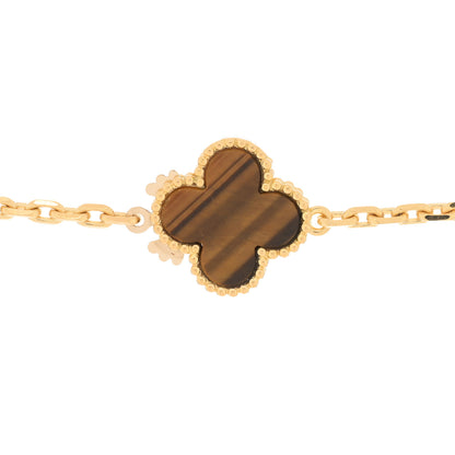 Van Cleef & Arpels 18K Yellow Gold Tiger Eye Carnelian 16 Motifs Magic Alhambra Necklace 3 of 3