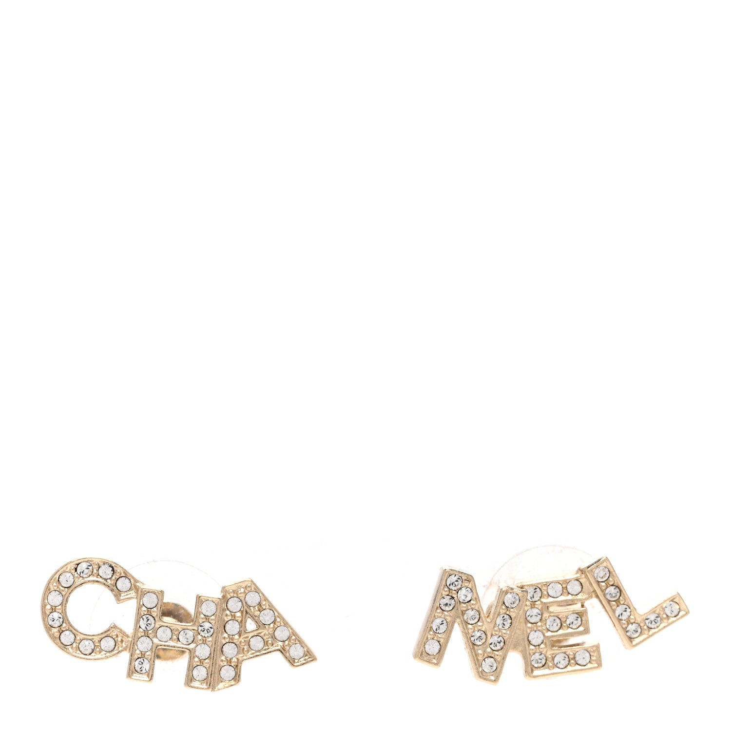 Chanel Crystal Pearl Signature Stud Earrings Gold 1 of 5