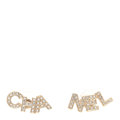 Chanel Crystal Pearl Signature Stud Earrings Gold 1 of 5