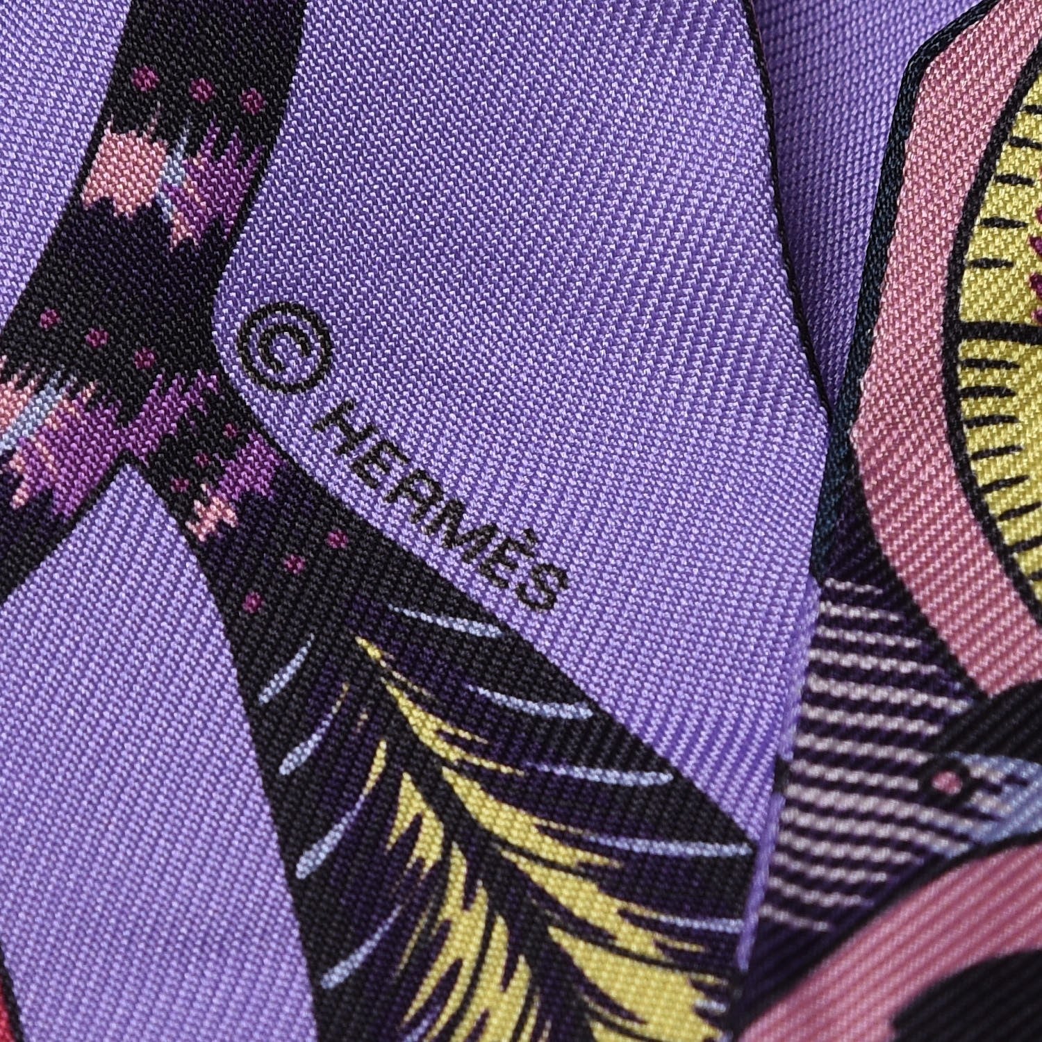 Hermes Silk Savana Dance Twilly Mauve Jaune Rose 6 of 6