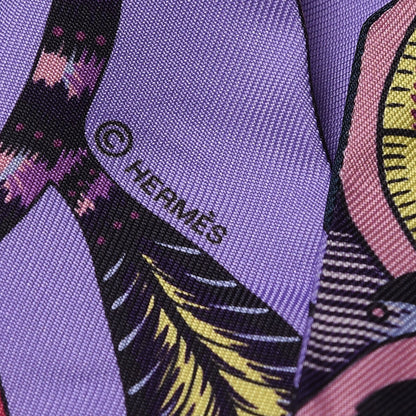 Hermes Silk Savana Dance Twilly Mauve Jaune Rose 6 of 6