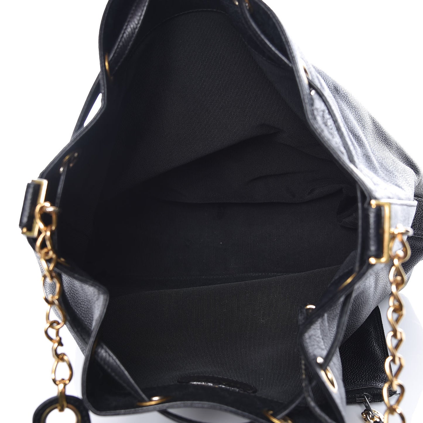 Caviar CC Drawstring Shoulder Bag Black