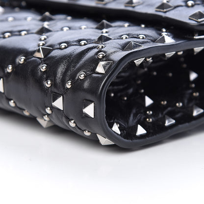Valentino Garavani Lambskin Beaded Rockstud Spike Wallet on Chain Black 9 of 11
