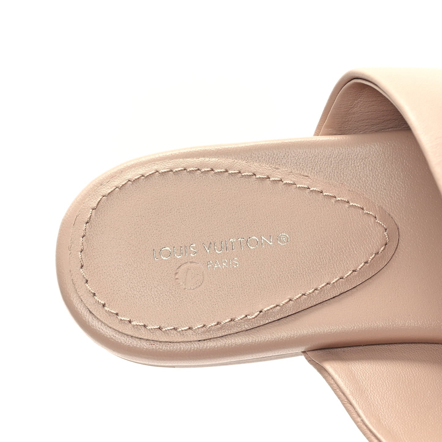 Lambskin Embossed Monogram Drapy Flat Thong Sandal 41 Beige