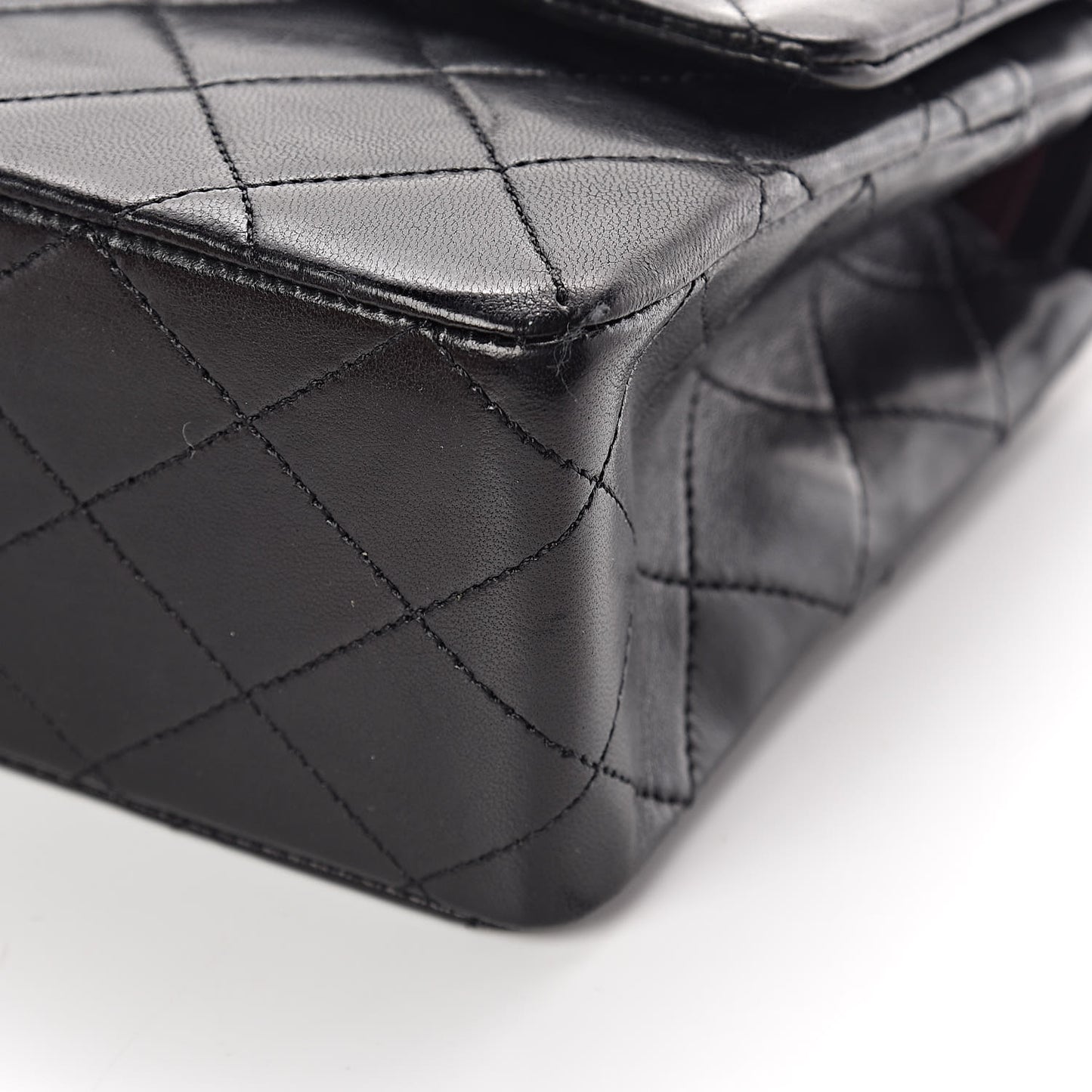 Lambskin Quilted Medium Double Flap Black