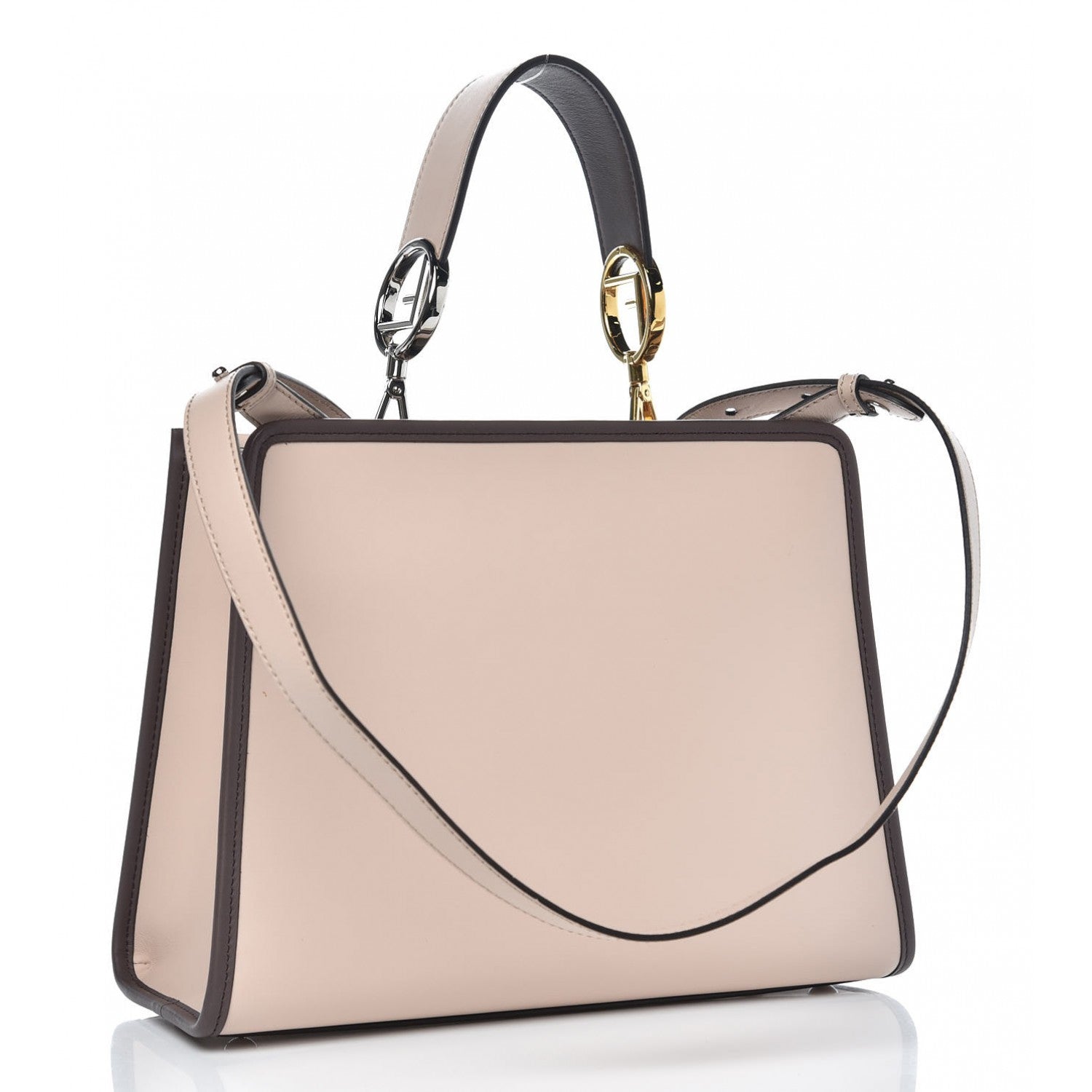 Fendi Vitello Century Mangrove Snakeskin F is Fendi Bi-Color Small Runaway Satchel Soap Moresco Poudre 3 of 8
