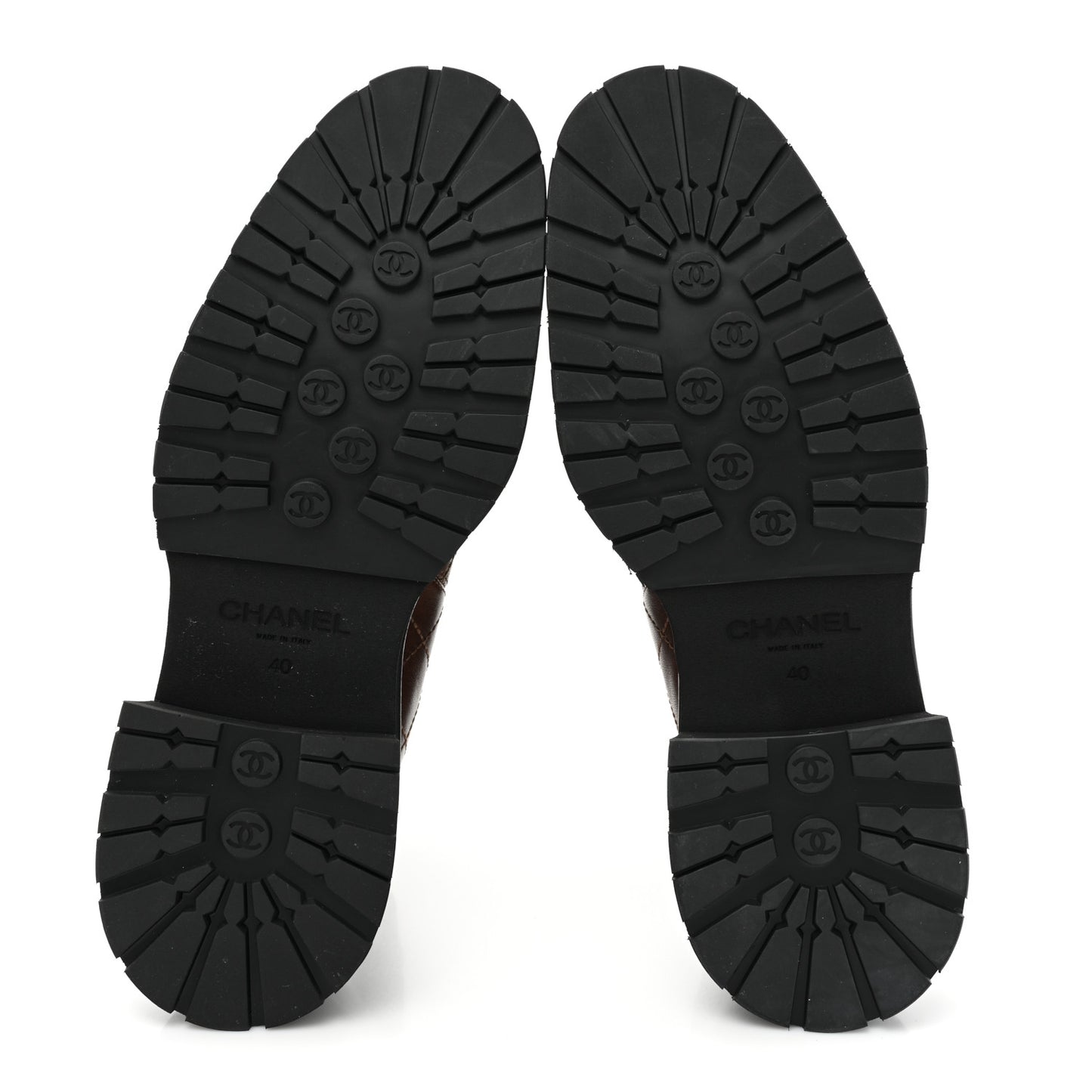 Calfskin Patent Cap Toe Quilted Short Boots 40 Brown Black
