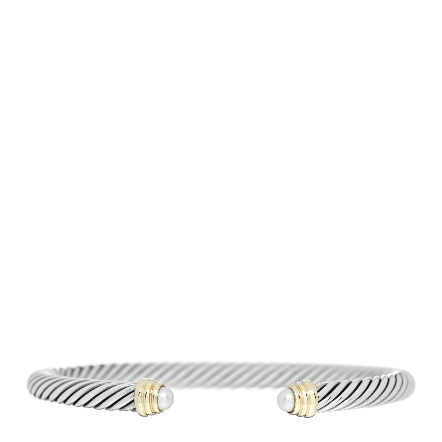 Sterling Silver 14K Yellow Gold Pearl 5mm Cable Classics Petite Color Bracelet