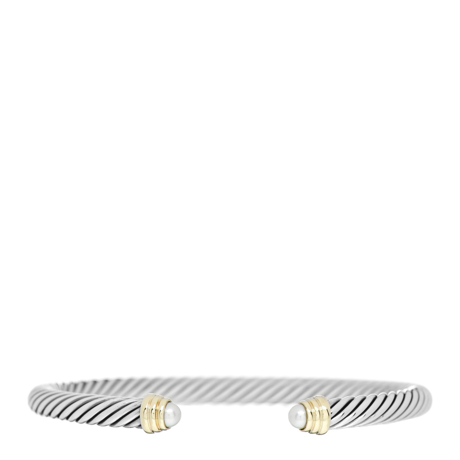 David Yurman Sterling Silver 14K Yellow Gold Pearl 5mm Cable Classics Petite Color Bracelet 1 of 3