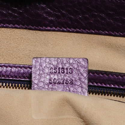 Gucci Metallic Pebbled Calfskin Medium 1973 Top Handle Satchel Purple 8 of 9
