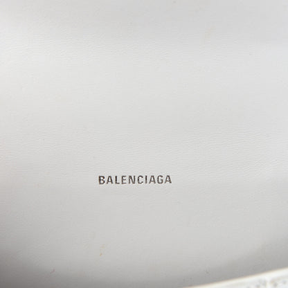 Balenciaga Shiny Calfskin Crocodile Embossed Hourglass Top Handle Bag XS White 9 of 11