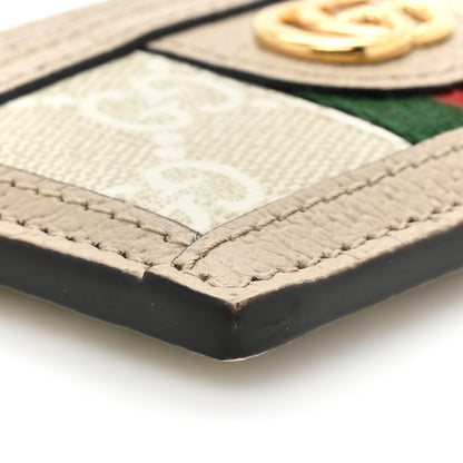 Gucci GG Supreme Monogram Textured Calfskin Web Ophidia Card Holder Beige Ebony Mystic White 8 of 9