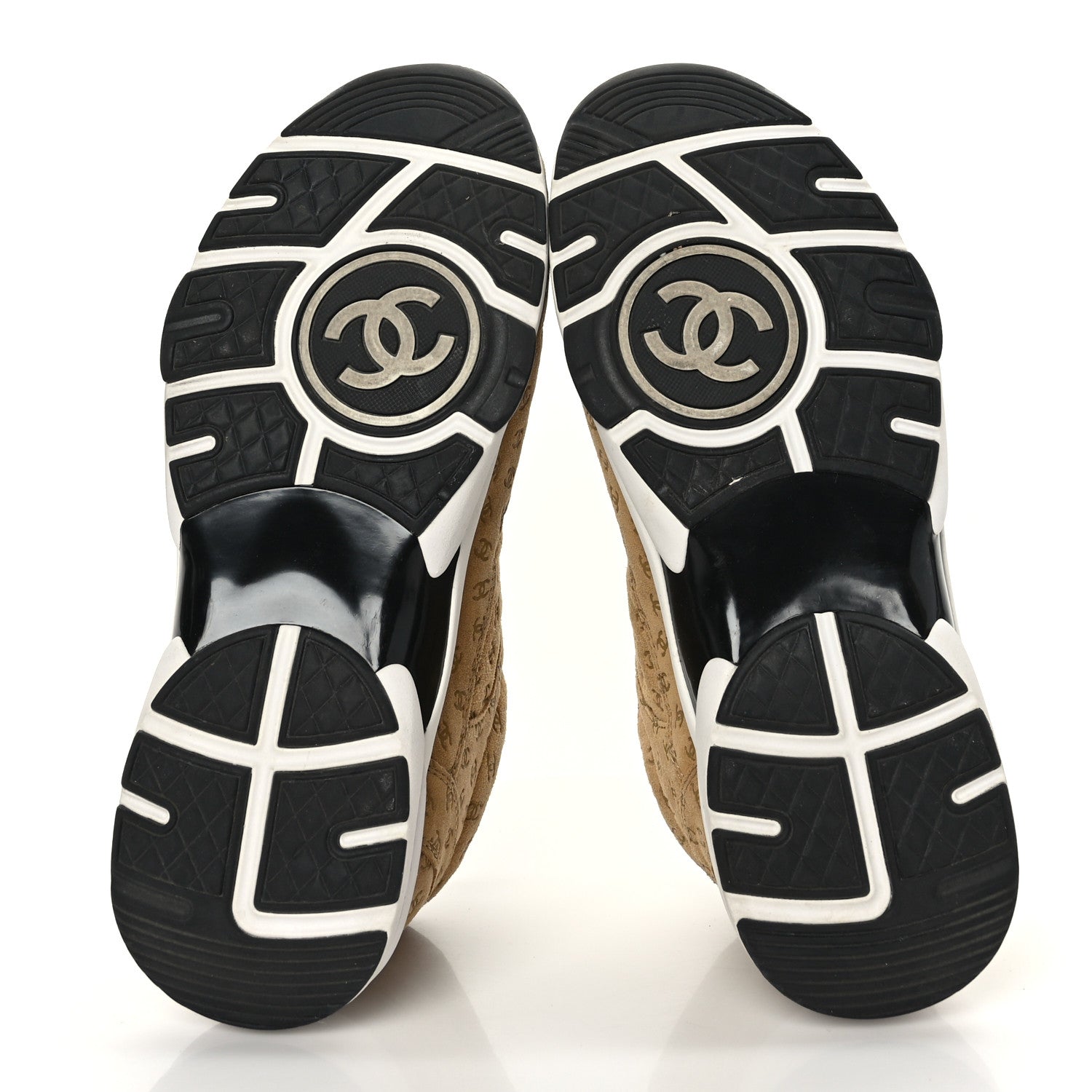 Chanel Suede Calfskin Printed CC Sneakers 37.5 Dark Beige 5 of 7